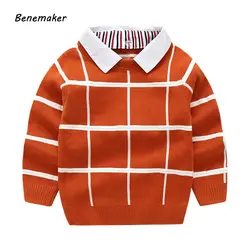 Benemaker трикотажные свитера для мальчиков осень одежда с длинным рукавом хлопок теплый От 3 до 10 лет Детская одежда школьная пуловеры для