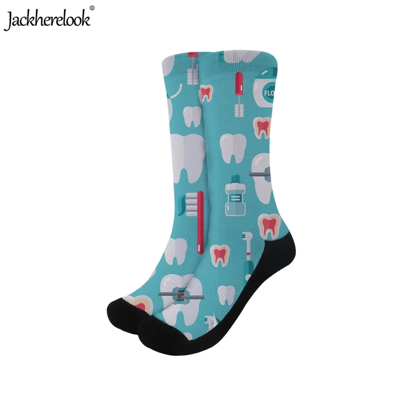 

Jackherelook Teeth Dentistry Print Stocking Women Men Professional High Quality Socks Lady Cycling Gym Running Mesh Socks Black
