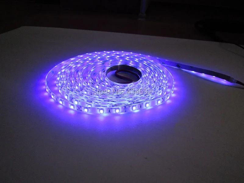 5 м ультрафиолетовый УФ 395-405nm фиолетовый водонепроницаемый 3528 SMD 300 светодиодный гибкий светодиодный свет 12 В