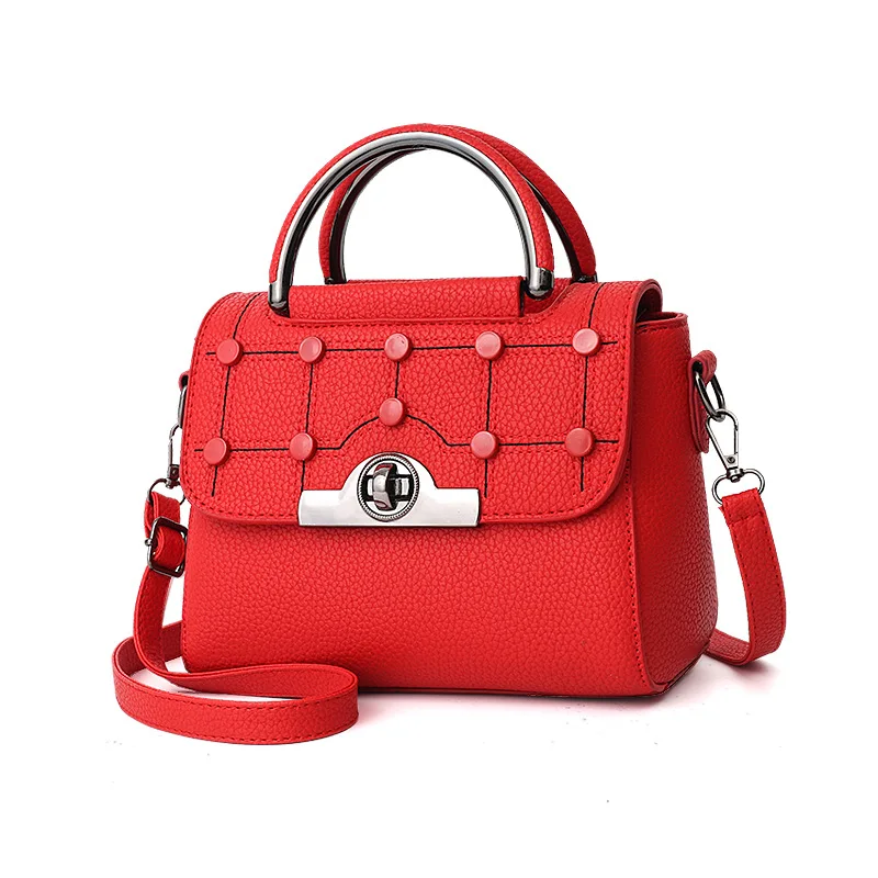 Женская сумка в винтажном стиле, повседневная сумка-тоут с верхней ручкой, женские сумки-мессенджеры на плечо, Студенческая сумка, кошелек, кожаный кошелек, новинка - Цвет: Красный