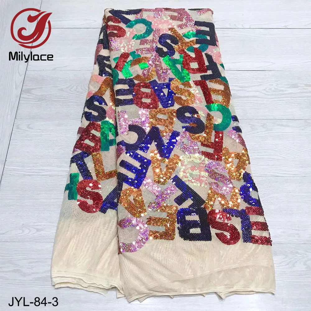 Высококачественная кружевная ткань с пайетками французские буквы вышивка тюль