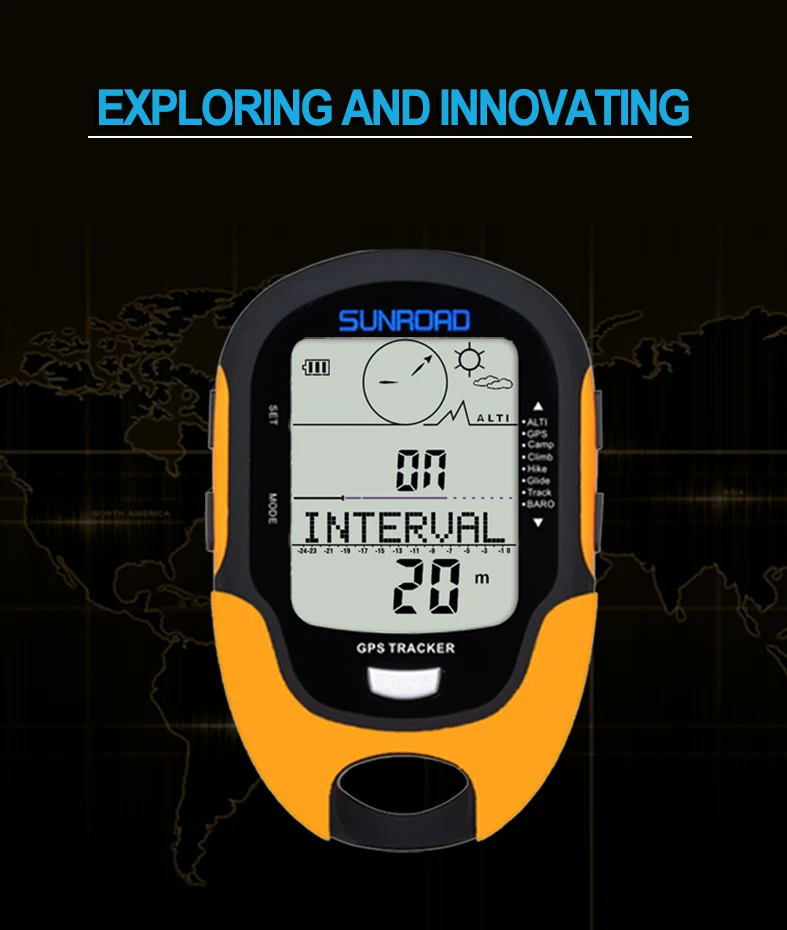 SUNROAD GPS والملاحة المقتفي الرياضة ساعة رقمية الجيش ساعة تشغيل العسكرية مقياس الارتفاع بارومتر البوصلة محدد reloj هومبر