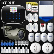 Kerui ISO Android App Home Alarm System Autodial Burglar Security Kit RFID Display Outdoor Wifi Camera Door Open Reminder