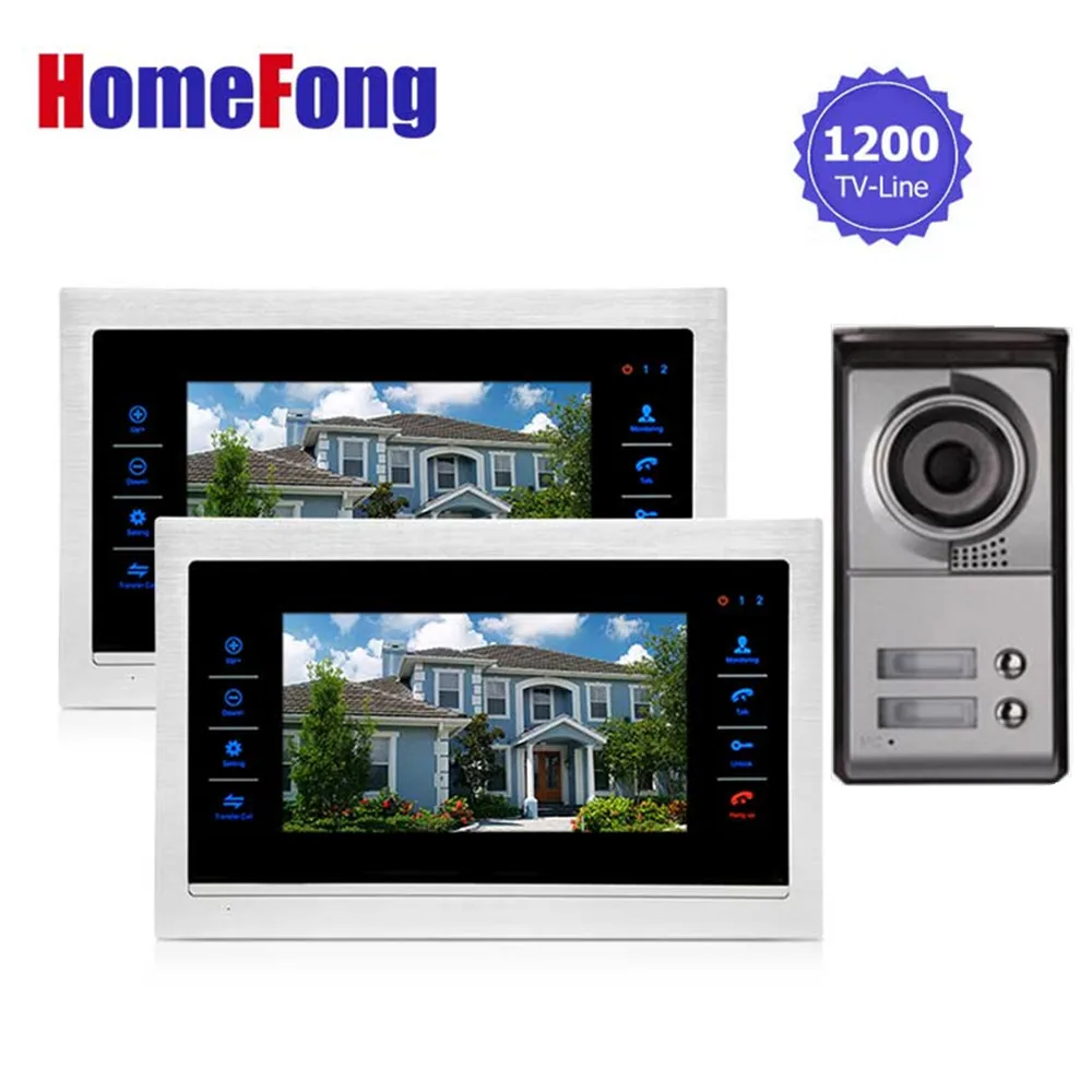 

Homefong 2 Apartment/Family Video Door Phone Intercom System 1 Doorbell Camera with 2 button 2 Monitor Waterproof
