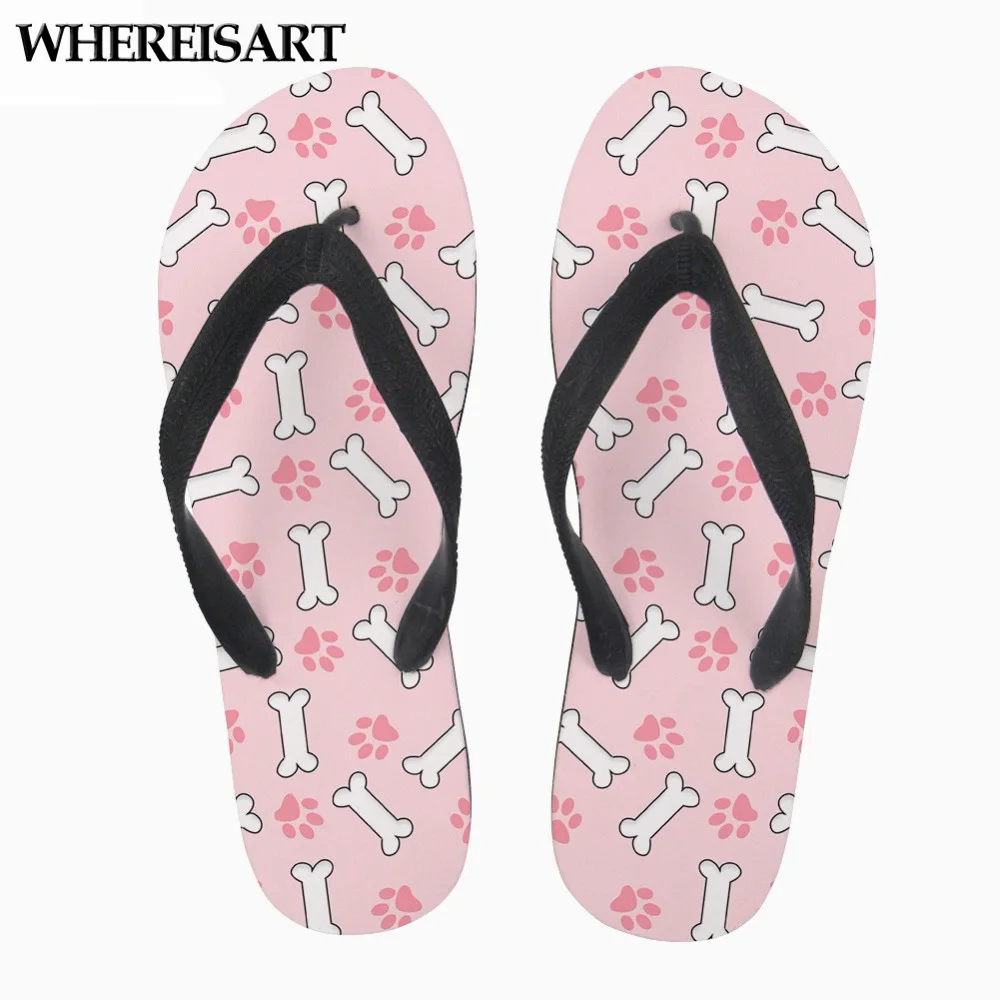

WHEREISART Cat Paw Pink Women Slippers Casual Stylish Summer Female Flip Flops Flats Slip-on Home Slippers for Ladies Zapatos