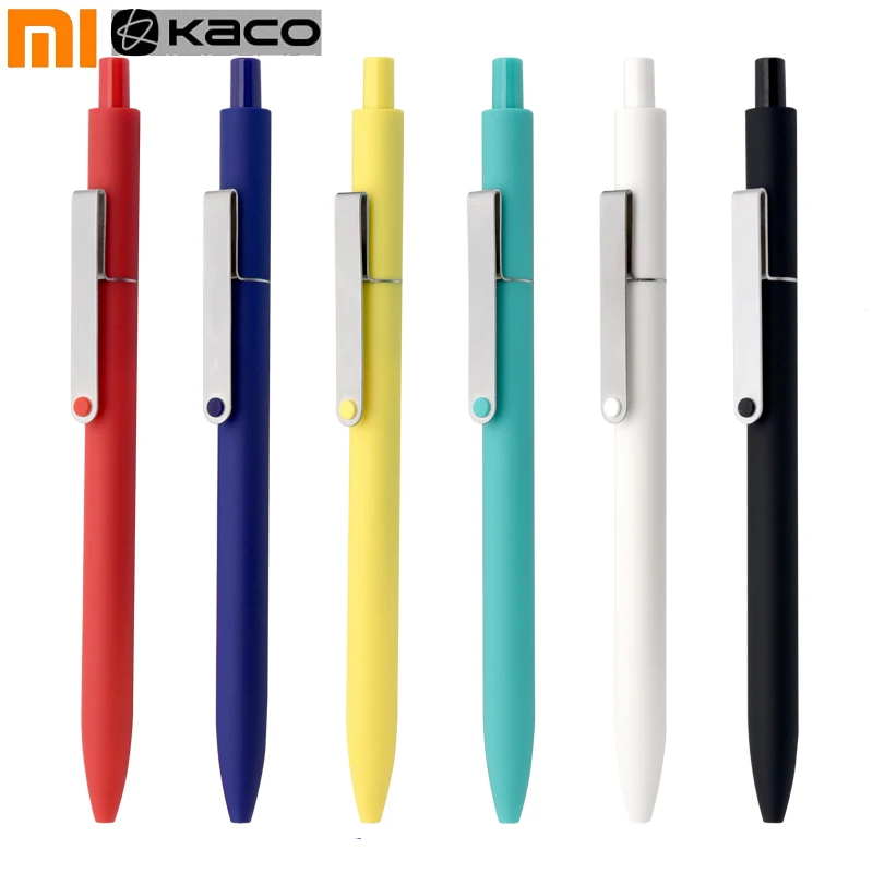 Шариковая ручка с гелевыми чернилами Xiaomi KACO MIDOT, 6 цветов на выбор, 0,5 мм, черные чернила, металлический зажим, нейтральные ручки, школьные офисные принадлежности