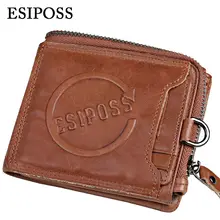 ESIPOSS Top Véritable Cuir Hommes de Portefeuille Amovible Carte & ID titulaires avec Clé Chaîne Court Pliante Homme Organisateur Ranges Coin sacs