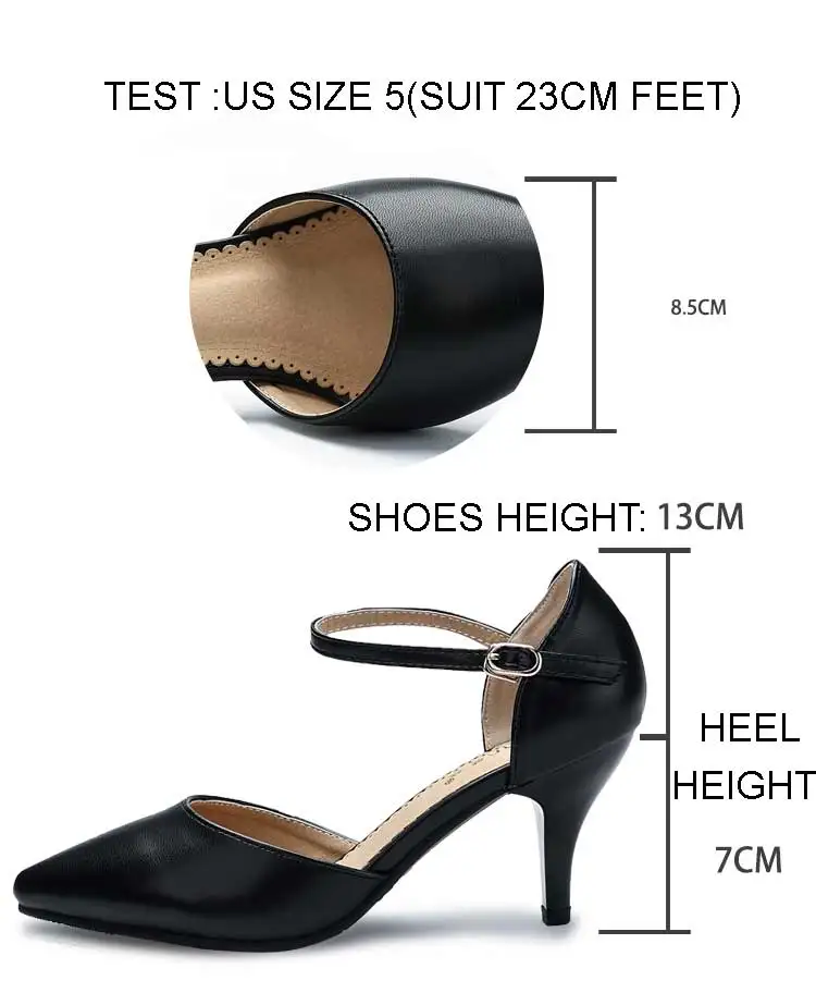 YALNN Spring Summer Basic Women Pumps Shoes Shallow Buckle Strap Thin Heels Pointed Toe for Leisure Office Career Shoes Women 6