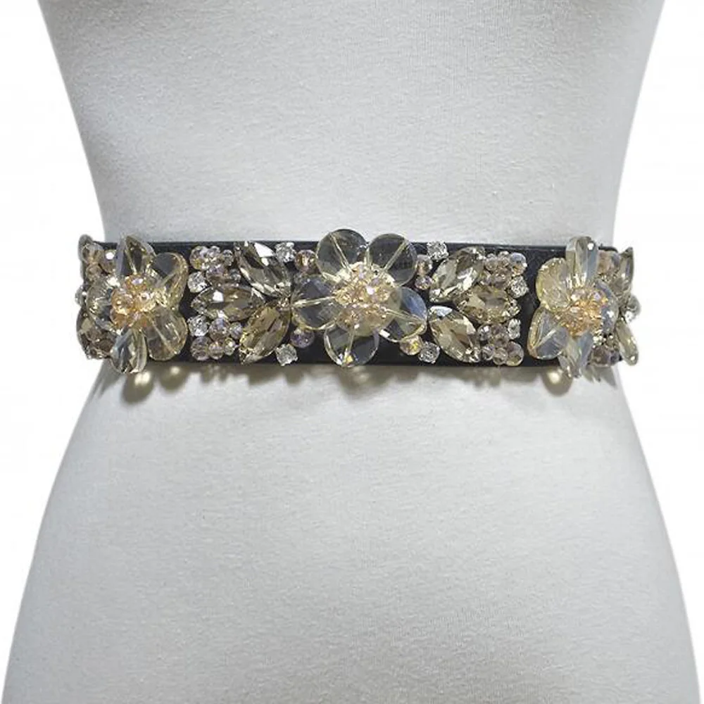 2019 Handmade Crystal Beading Belts for Women Dress Luxury Rhinestone