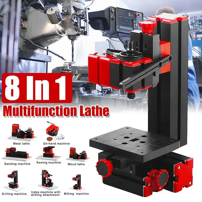 Becornce мини токарный станок Torno токарный станок DIY инструменты 8 в 1 моторизованный трансформатор деревообрабатывающий бурильщик пластик металл дерево токарные станки