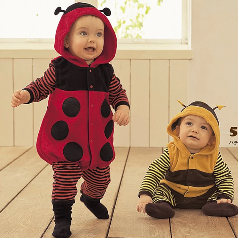 フリースベビーロンパース 冬服 フード付きベビー服 男の子と女の子のパジャマ 新生児ジャンプスーツ Fleece Baby Romper Baby Romperscostume Toddler Aliexpress