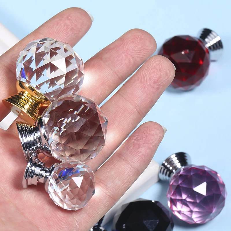 Colorful Crystal Glass Knobs Cabinet Handles Crystal Ball Cupboard Pulls  (12)