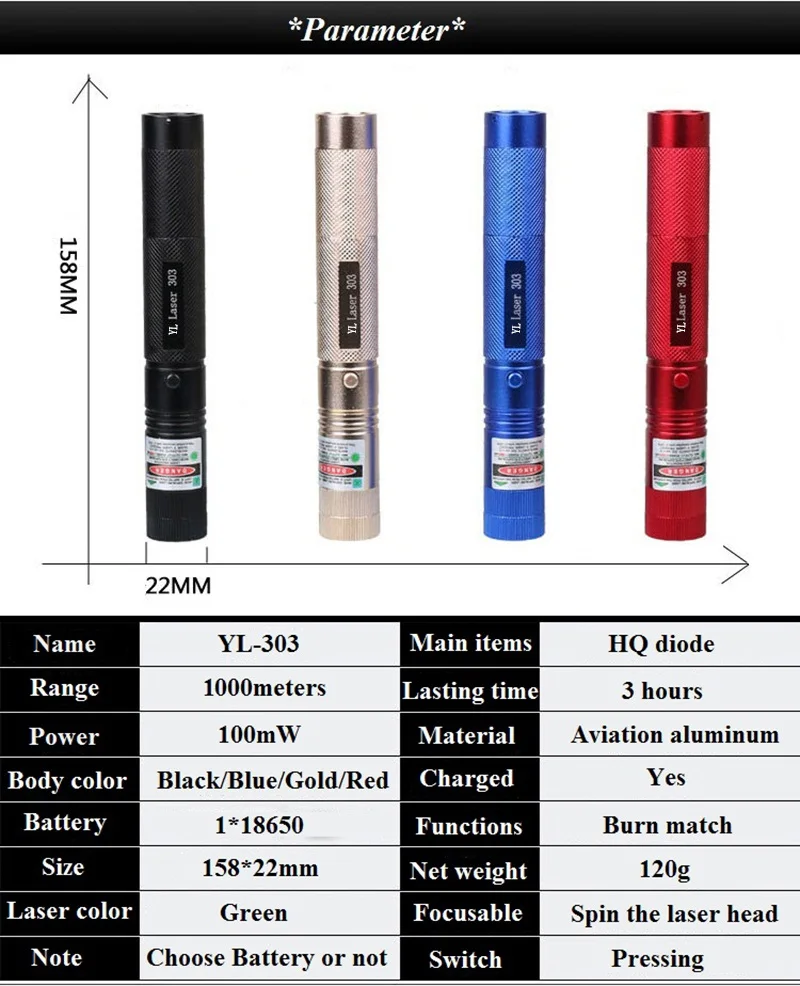 Цветная Зеленая лазерная указка высокой мощности YL лазер 303 EU/US зарядное устройство 18650 батарея с 4 узорами Звездные головки для охоты
