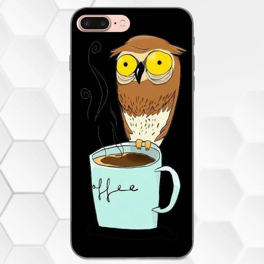 Мягкие чехлы из ТПУ для Huawei Y3 Y5 II Y6 Y7 Y9 nova 2 Plus 2S 3i 4 Lite Prime 2017 2018 2019 Сова и кофейные