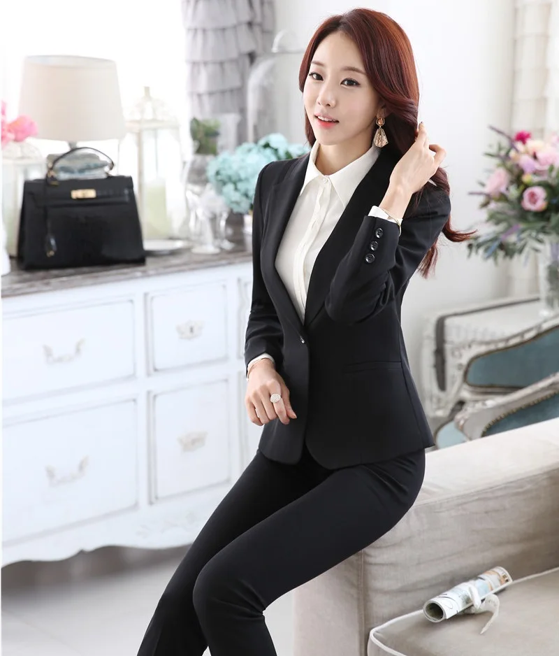 

Formal Uniform Design Female Pantsuits Professional Business Women Suits With Jacket And Pants Ladies Autumn Winter Trousers Set