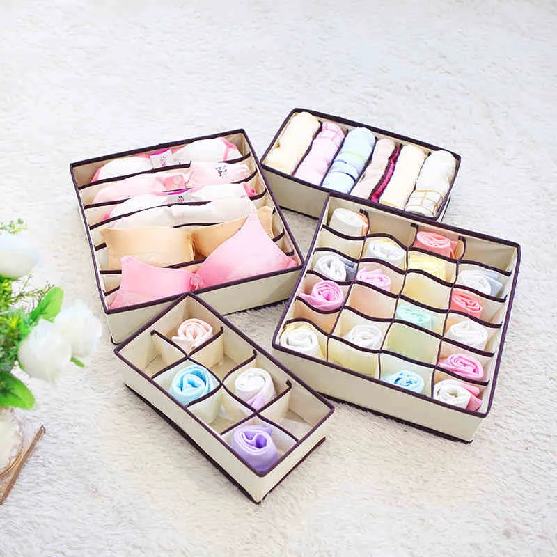 

4PCS Underwear Storage Boxes For Bra Underwear Tied Sock Scarves Divider Drawer Closet Organizer Case Drawer Finishing Container