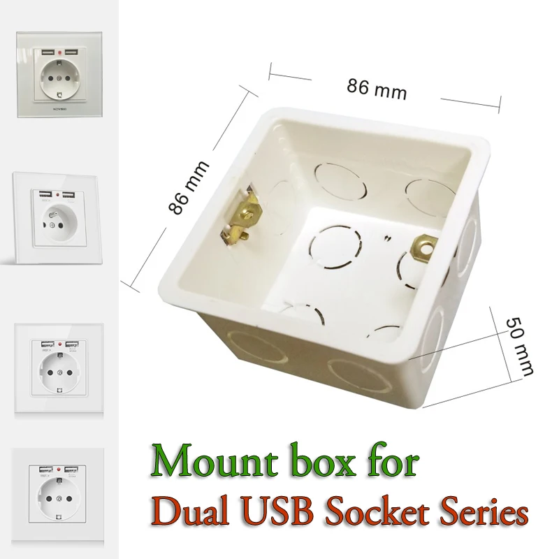 Adaptador de Carregador de Tomada Tomada de Parede Carregador de Parede Adaptador de Tomada de Soquete Soquete de Energia de Vidro Usb de Carregamento Bonda da ue de Parede Dupla Porta 16a 2100ma de Energia de Vidro Temperado 16 Tomada de parede da ue com tomada usb