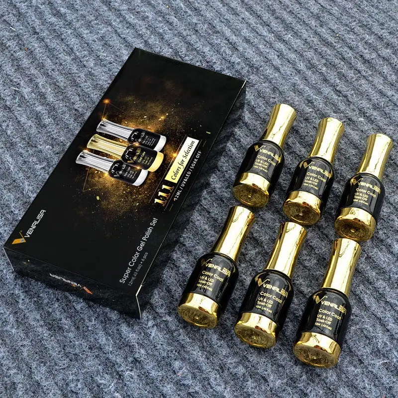 6pcs/lot VENALISA Platinum Nail Gel Polish 12ml Starry Gel Lacquer Nail Art Long Lasting Soak off UV LED Glitter Nail Gel Polish