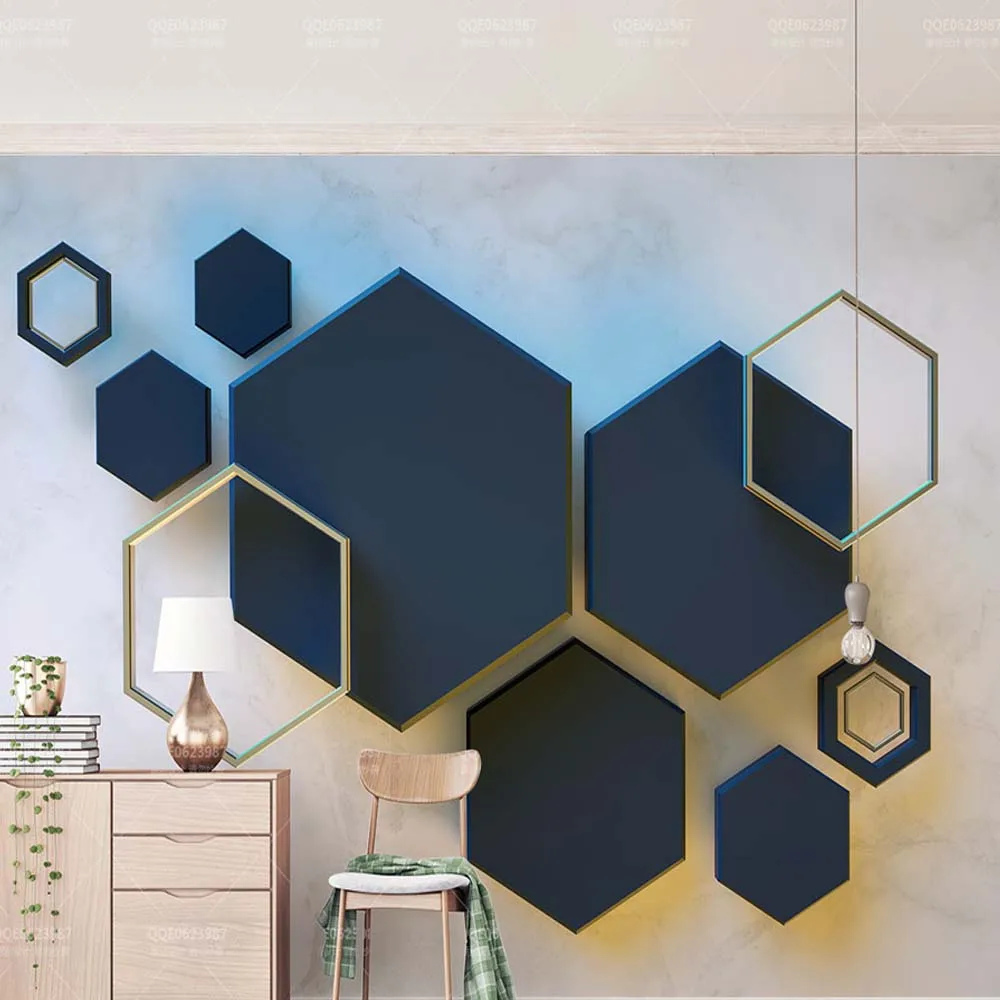 3D Stereoscopic Geometry Hexagon Mosaic Abstract Photo Wallpaper Mural for Living Room Bedroom Custom Any Size Wall Decor | Обустройство