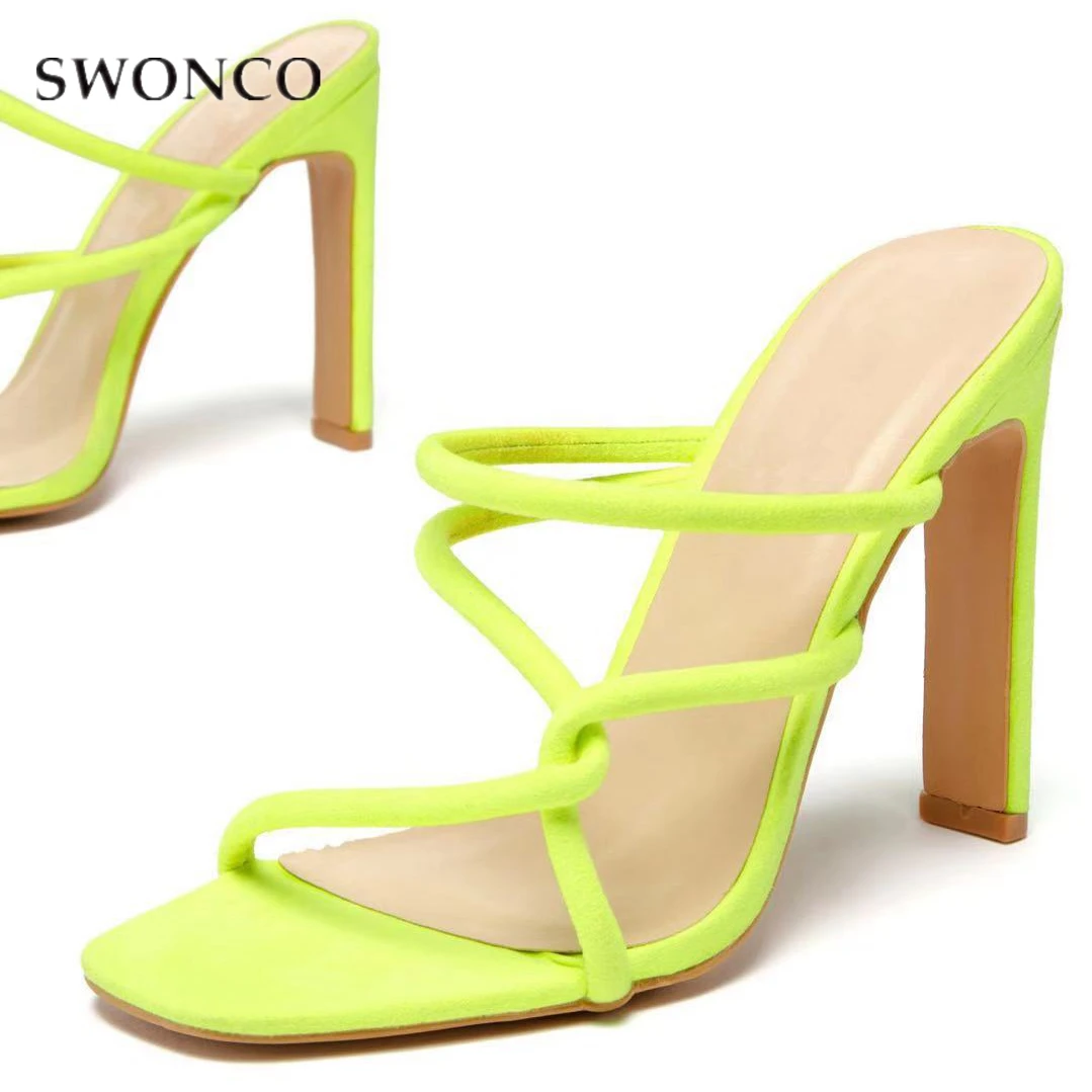 

SWONCO High Heels Women Sandals Women Shoes Summer Gladiator Jelly Block Heel Sandals 2019 Ladies Summer Womens Neon Shoe