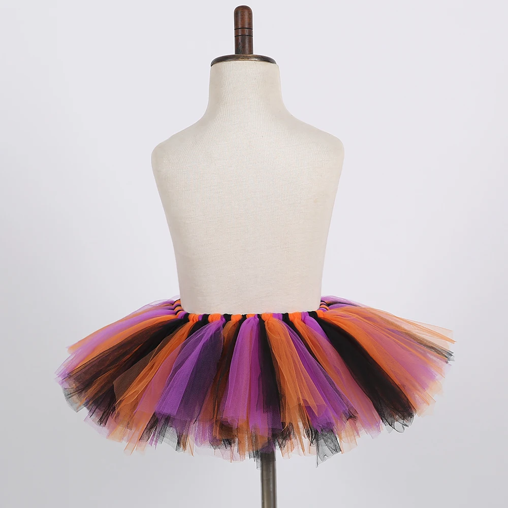 Детская фатиновая юбка-пачка ведьмы на Хэллоуин с шляпой, тыква, фиолетовый, черный, карнавальный костюм волшебника для девочек, карнавальный костюм для вечернего парада