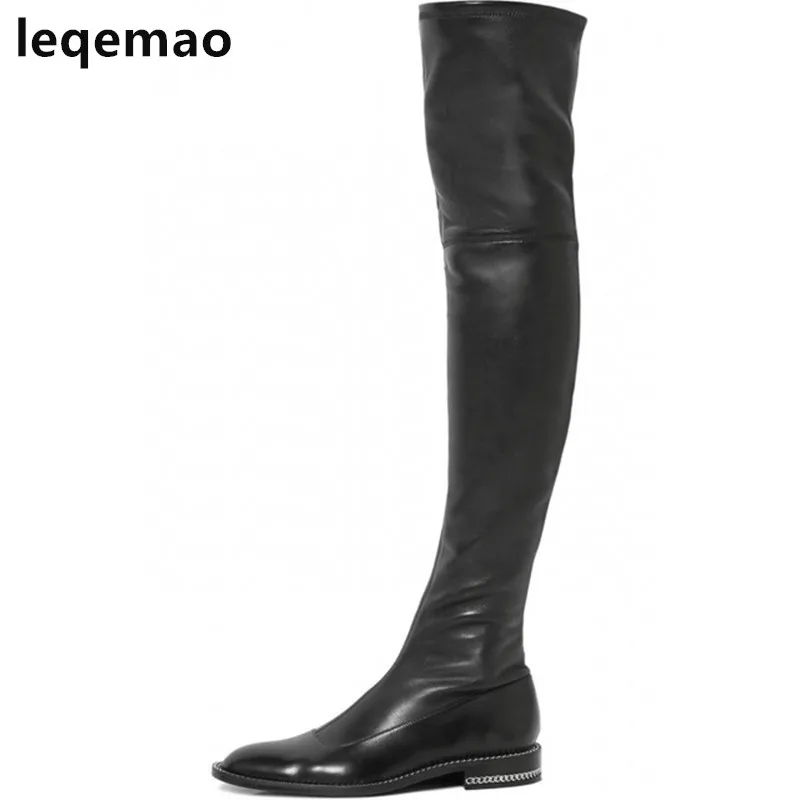 2018-Newest-Fashion-Over-The-Knee-Boots-Woman-Round-Toe-Silver-Chain-Flat-Long-Boots-Women.jpg_640x640