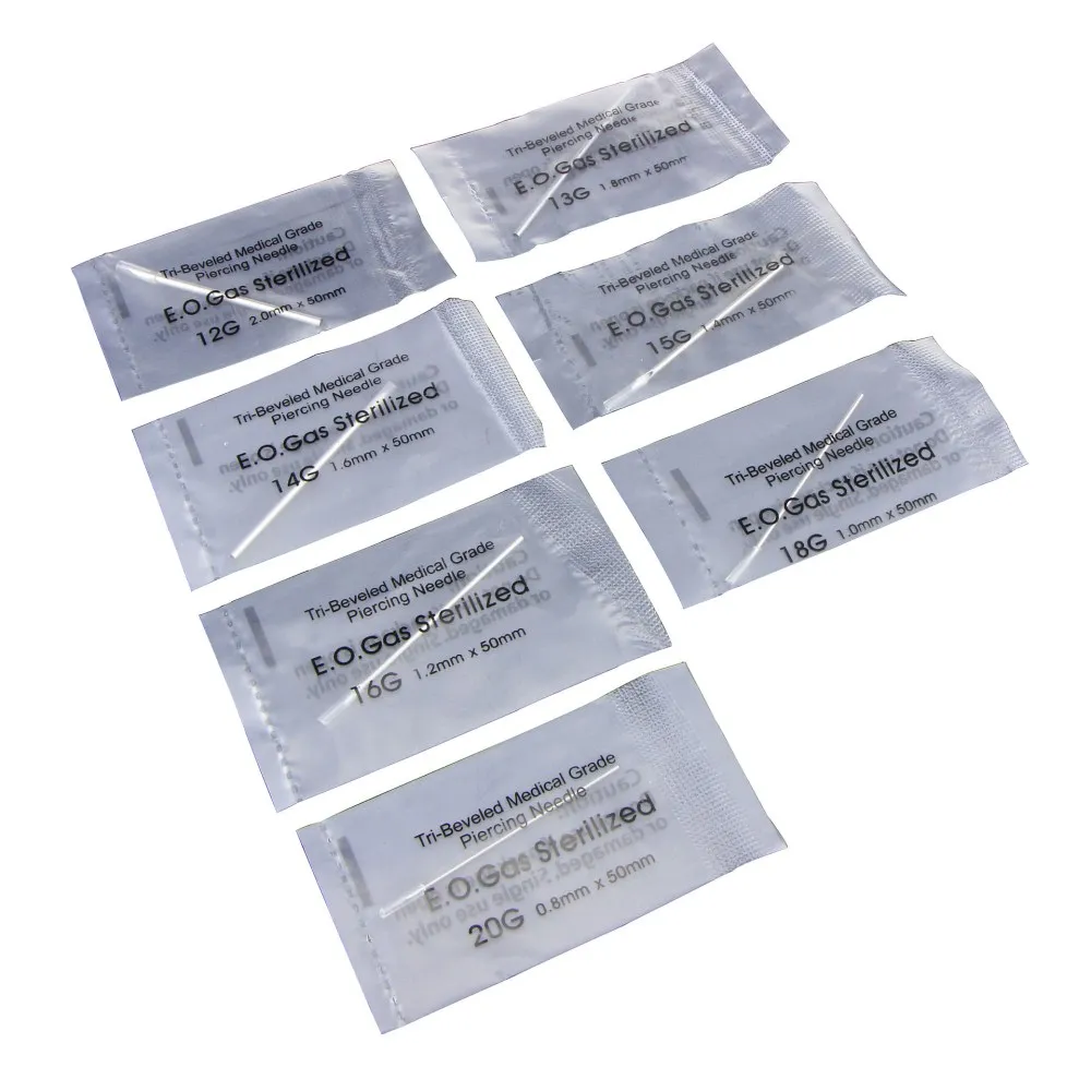 100Pcs/lot Disposable Sterile Body Piercing Needles Medical Tattoo For Navel Nipple Ear Nose Lip 12g/13g/14g/15g/16g/18g/20g|Аксессуары