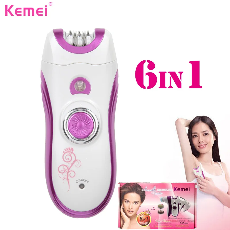 KEMEI 6 in 1 Rechargeable Electric Epilator Women Shaver Hair Remover