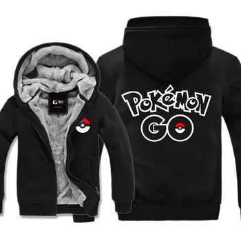 

3 kinds Anime Cartoon pokemon go Zipper Cotton soft warm Hoodies winter jacket sweatshirt fleece tracksuit brand clothing