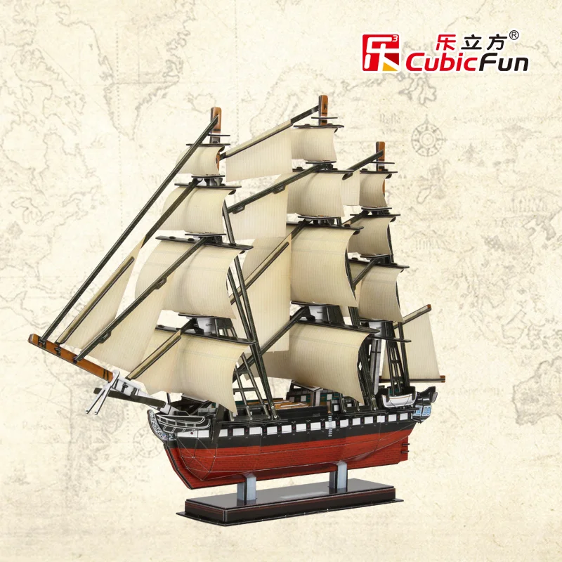 

Candice guo! Cubicfun 3D paper models DIY puzzle toy the United States USS. Constitution sailing boat ship T4024h gift 1pc