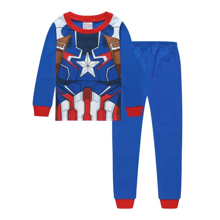 Новые весенне-осенние детские пижамы, одежда для маленьких мальчиков, хлопковые рубашки с длинными рукавами и рисунком Бэтмена+ штаны, Повседневные детские пижамы, t6t67 - Цвет: color at picture