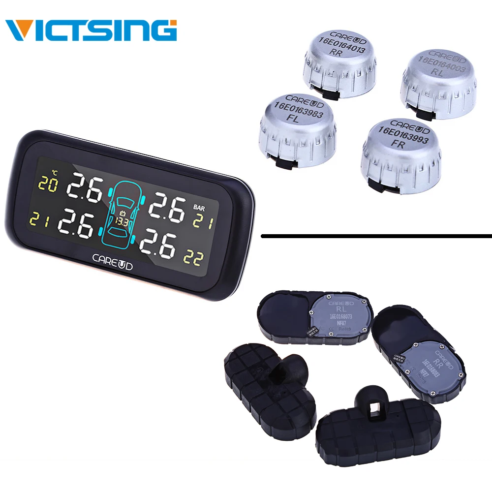 VicTsing Car TPMS Wireless Tire Pressure Monitoring System 4 Internal External Sensors Tire Pressure Alarm TPMS Android psi bar