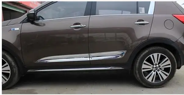 For Kia Sportage R Car Body Side Door Body trim sticks Strips Molding 2011 2012 2013 2014 2015 4pcs car styling Accessories