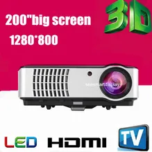 Newest! Full HD 1080P Native1280*800 2800Lumen 3D Video game Home cinema Portable Projectors 200″big screen