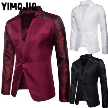 

Jacket Men Leisure Blazer Jacket Mens Full Suits Blazers Casual Slim Fit Club Party Host Sequins Palace Dark Patterns Patchwork