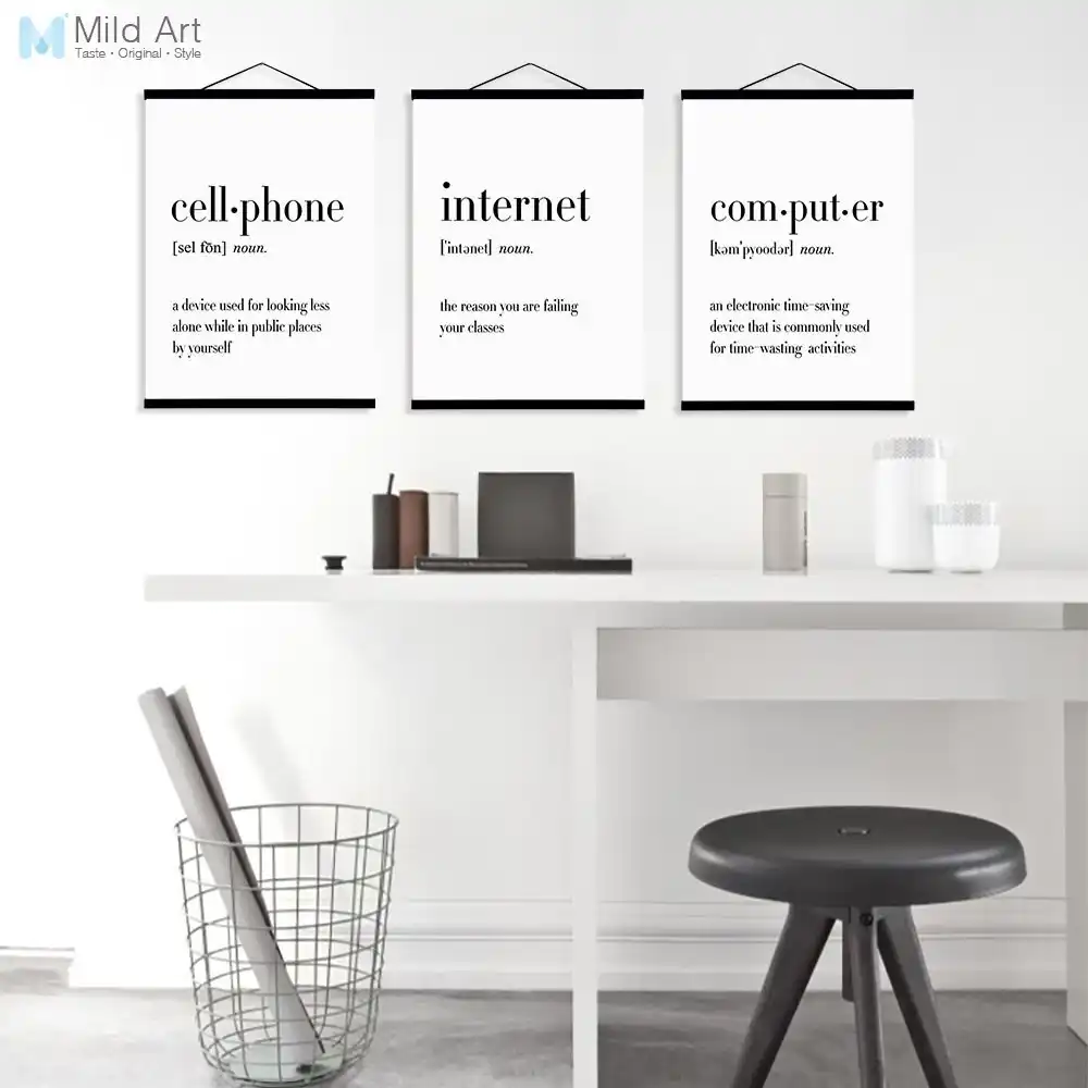 Black White Typography Life Quote A4 Wooden Framed Poster Nordic Life Quote A4 Wooden Framed Poster