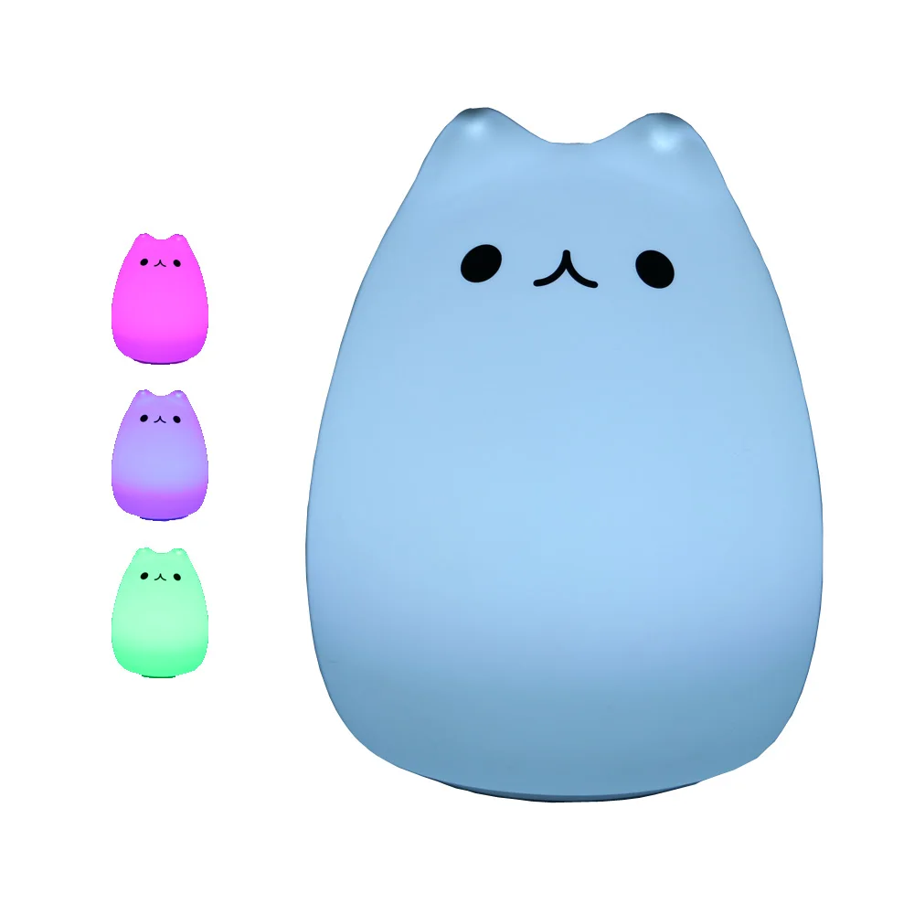 

Children Animal Night Light Rechargable Silicone Touch Sensor LED Night Light 7 Colors 2 modes Soft Cartoon Baby Nursery Lamp