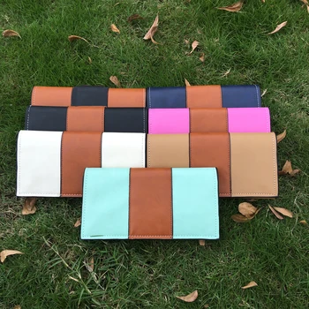 

5pcs PU Camel and Black Contrast Blanks Wallet Vegan Leather Wallet, Light Brown Solid Card Case FoldaBle Pouch DOM541