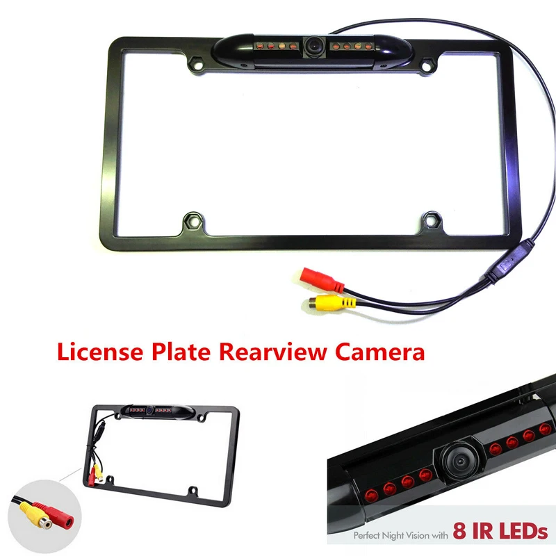 

Waterproof Car Reverse Rear View Camera License Plate Backup Parking 8 IR LED Night Vision US License Plate Frame Hot