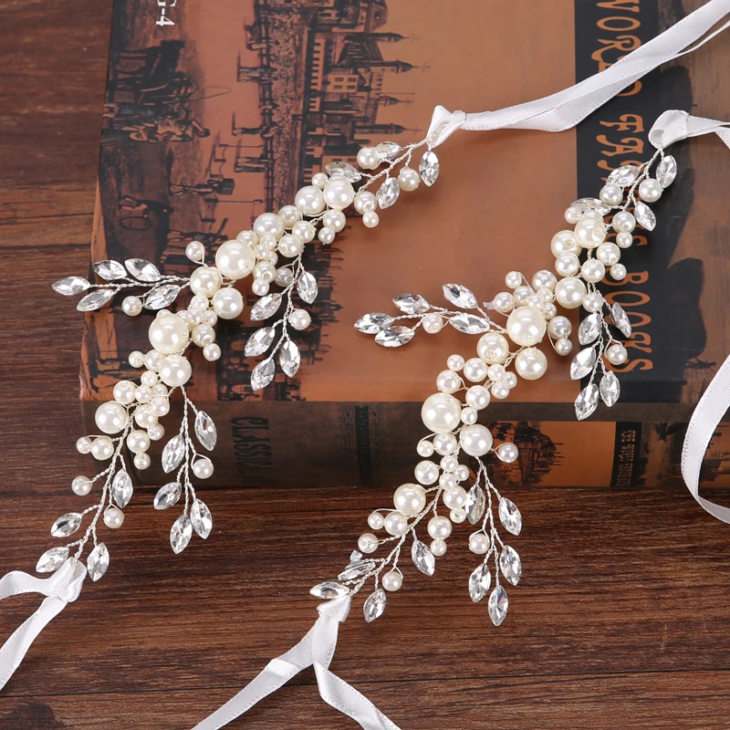 Elegant Tiara Hairwear Pearl Headband Bridal Crystal Hair Jewelry Wedding Headbands Romantic Bridal Head Chain Headdress - Image 4