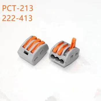 

100pcs PCT-213 PCT213 222-413 Universal Compact Wire Wiring Connector 3 pin Conductor Terminal Block With Lever AWG 28-12