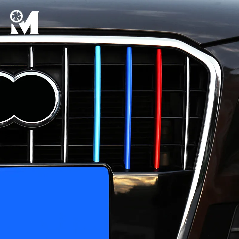 Styling ABS Front Grill Decoration Strips Trim,KIMISS 3pcs Car Glossy Front Grill Grille Decoration Strips Trim