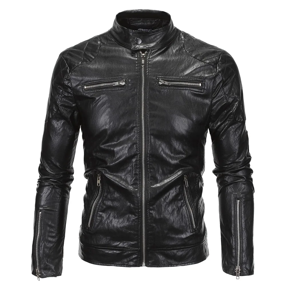 Men Black Leather Jacket 2018 Autumn Winter Motorcycle Bomber Jackets Mens Leather Coats Slim fit Fashion Punk jackets Men Black Leather Jacket 2018 Autumn Winter Motorcycle Bomber Jackets Mens Leather Coats Slim fit Fashion Punk jackets