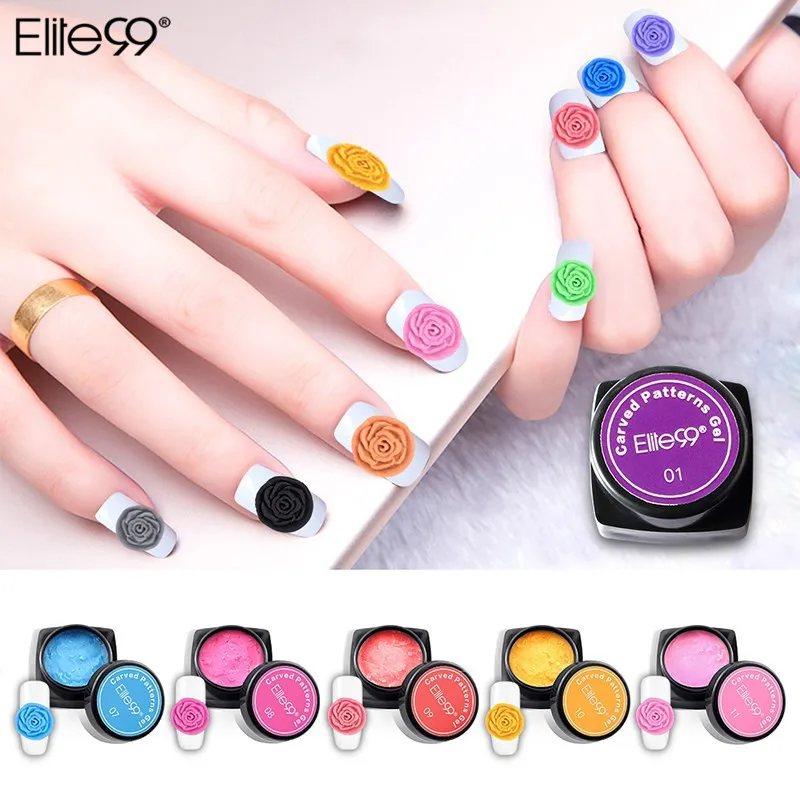

Elite99 Fashion Design 3D Carved Patterns Gel Soak Off Modelling Painting UV Gel Colorful Nail Art Polish Sculpture Decoration