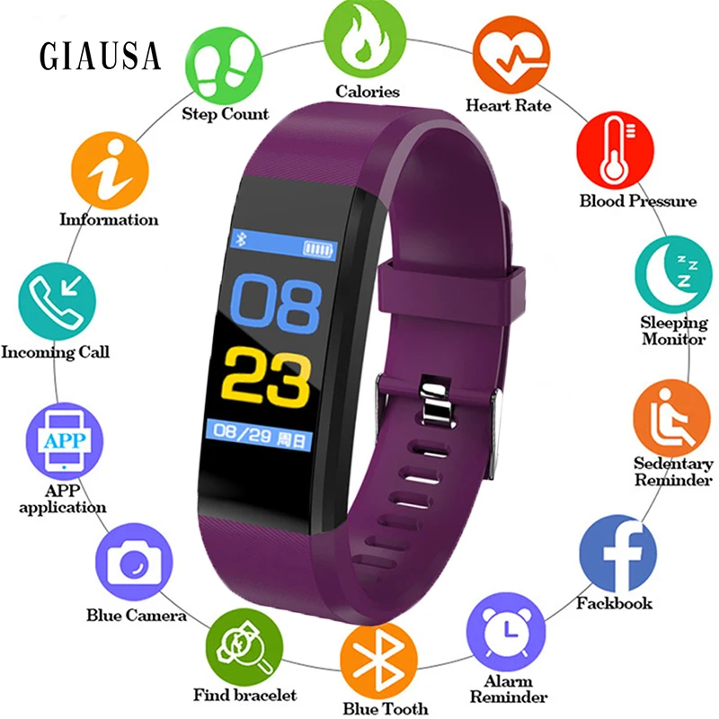 

Original New Smart Bracelet Color Screen Sports Smart Band Heart Rate Monitor Fitness Tracker for IOS Android PK ID115 PLUS Y5