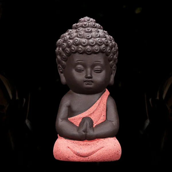

Ceramic Little Monk Figurine Home Decor Buddha Statue Figures Ornament for Car Living Room Teahouse -Drop