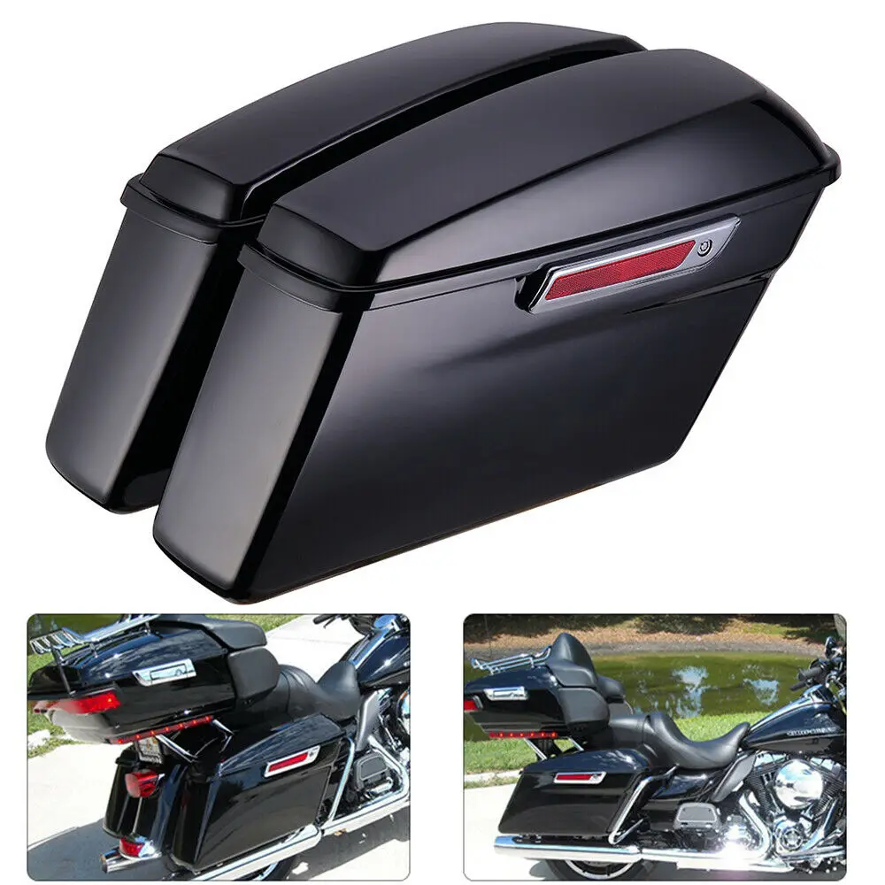 

Hard Saddlebags Trunk Latch Lid Vivid Black High Quality ABS For 2014-2019 Touring Models FLT FLHT FLHTCU FLHRC Road King