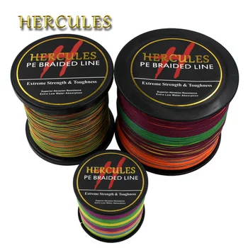 

Hercules PE Braided Fishing Line Multicolor Sea Saltwater Fishing Cord Super Strong 4 Strands 100M 300M 500M 1000M 1500M 2000M