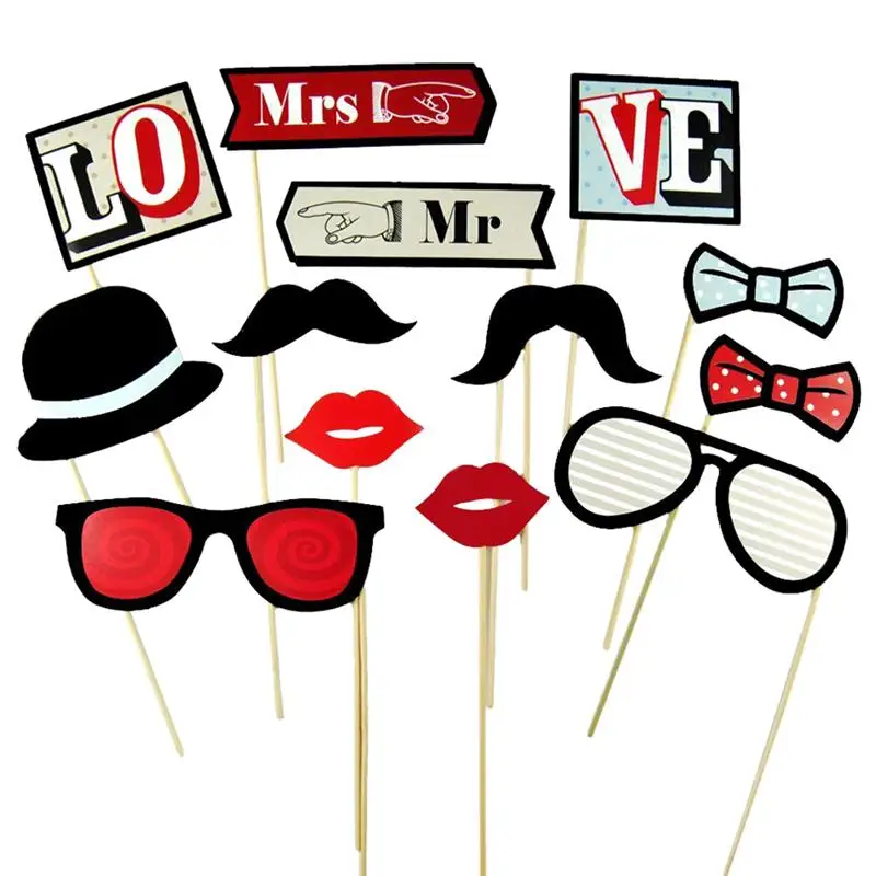 Buy 13pcs Photo Booth Props Set Of Wedding Party