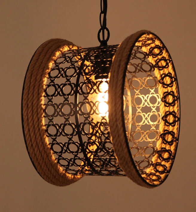 Nordic American Country Retro Restaurant Cafe Pendant Lamp Creative Personality Clothing Store Rope Pendant Light Free